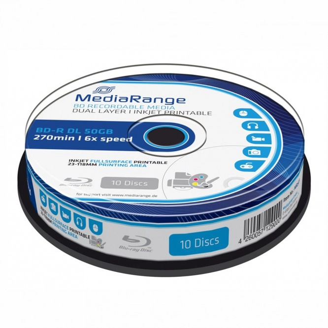 1 Disco BD-R 50GB Mediarange 6X Printable MR510